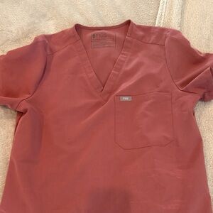 Figs Dusty Rose V-Neck Scrub Top